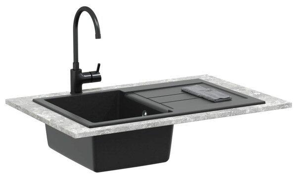 Mosogató Fekete 780 x 500 mm 80% Kvarc és 20% Gyanta