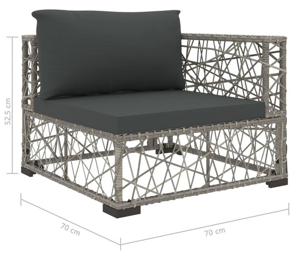8-részes szürke polyrattan kerti bútorszett párnákkal