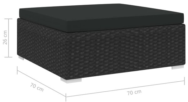 1 db fekete polyrattan moduláris lábtartó párnával