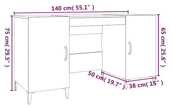 Betonszürke szerelt fa íróasztal 140 x 50 x 75 cm