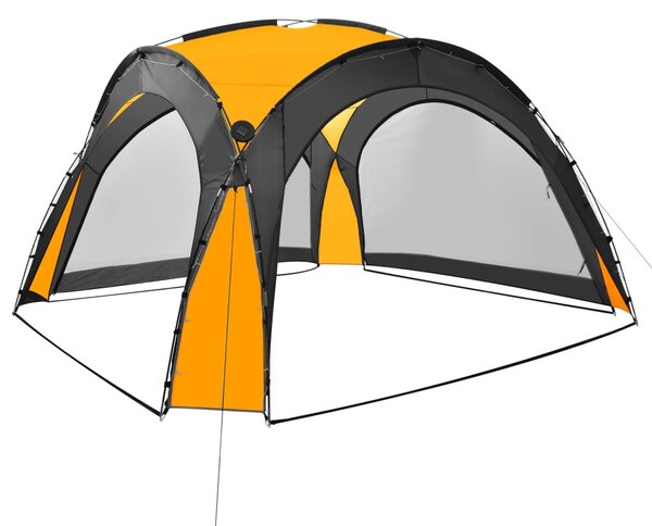 Sárga rendezvénysátor LED-del és 4 oldalfallal 3,6x3,6x2,3 m