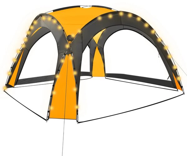 Sárga rendezvénysátor LED-del és 4 oldalfallal 3,6x3,6x2,3 m