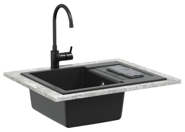 Mosogató Fekete 620 x 500 mm 80% Kvarc és 20% Gyanta