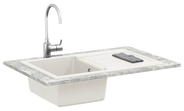 Mosogató Fehér 780 x 500 mm 80% Kvarc és 20% Gyanta