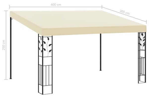 Krémszínű falra szerelhető pavilon 4 x 3 x 2,5 m