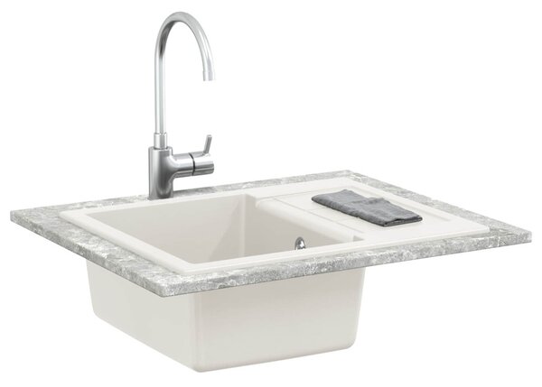 Mosogató Fehér 620 x 500 mm 80% Kvarc és 20% Gyanta