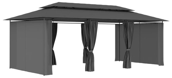 Antracitszürke pavilon függönyökkel 600 x 298 x 270 cm