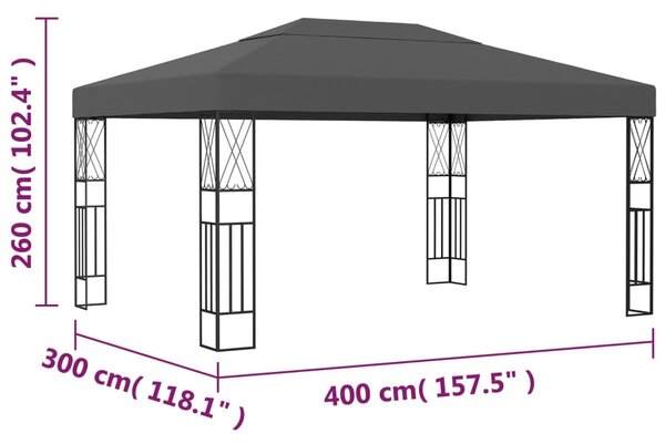 Antracitszürke szövet pavilon 3 x 4 m