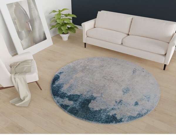 Kék-szürke mosható kerek szőnyeg ø 80 cm – Vitaus