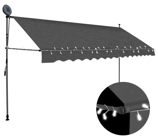 Antracitszürke kézzel kihúzható LED-es napellenző 350 cm