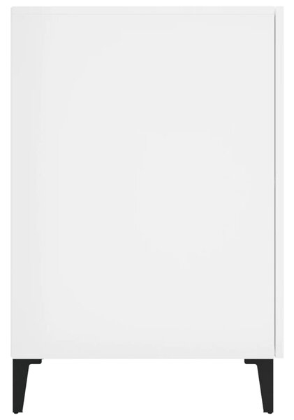 Magasfényű fehér színű szerelt fa íróasztal 140 x 50 x 75 cm