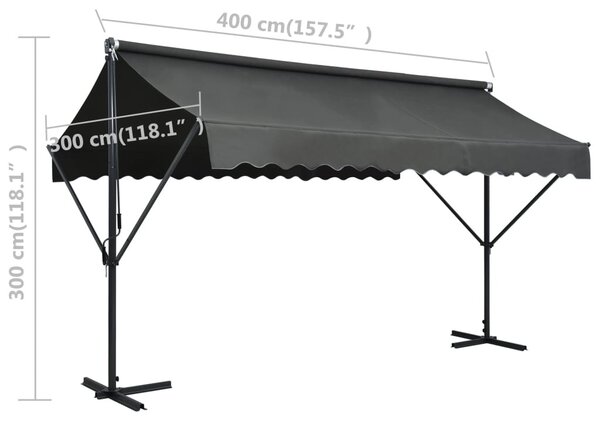 Antracitszürke szabadon álló napellenző 400 x 300 cm