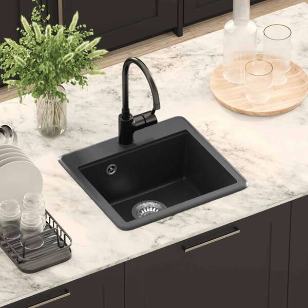 Mosogató Fekete 470 x 440 mm Gránit