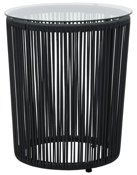 3 darabos fekete PE rattan bisztrószett párnával