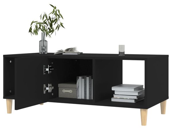 Fekete szerelt fa dohányzóasztal 102 x 50 x 40 cm
