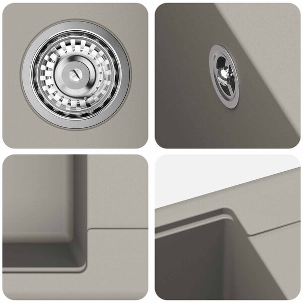 Mosogató Szürke 560 x 460 mm 80% Kvarc és 20% Gyanta