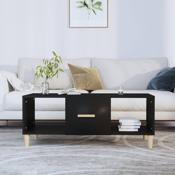 Fekete szerelt fa dohányzóasztal 102 x 50 x 40 cm