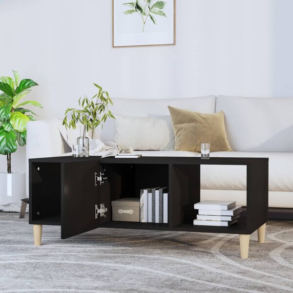 Fekete szerelt fa dohányzóasztal 102 x 50 x 40 cm