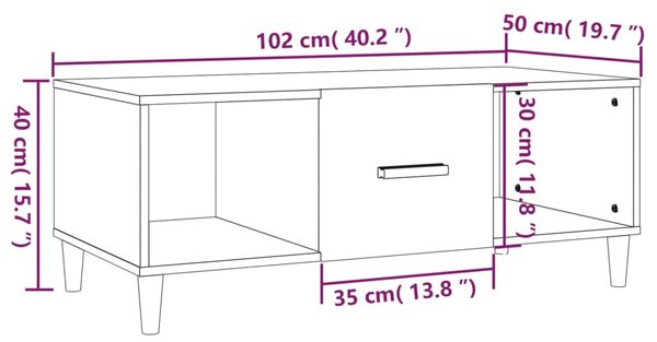 Fekete szerelt fa dohányzóasztal 102 x 50 x 40 cm