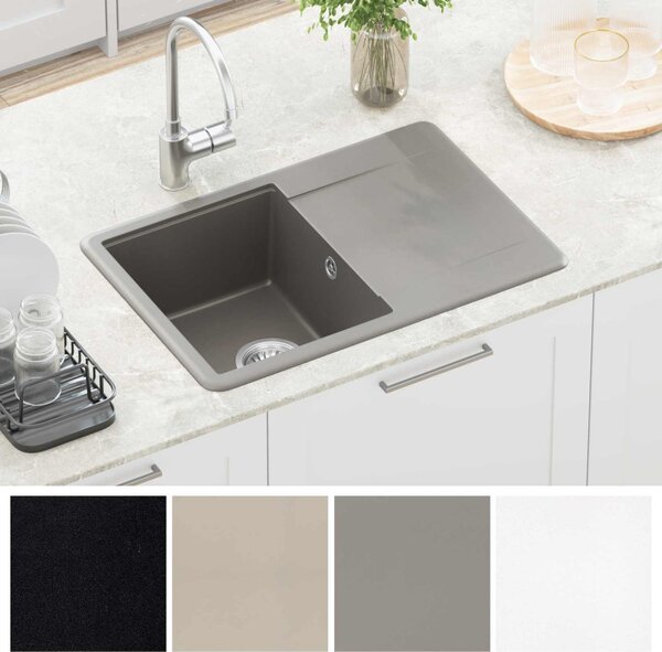 Mosogató Szürke 670 x 460 mm 80% Kvarc és 20% Gyanta
