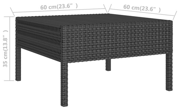 9 részes fekete polyrattan kerti ülőgarnitúra párnákkal