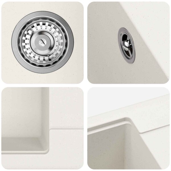 Mosogató Fehér 560 x 460 mm 80% Kvarc és 20% Gyanta