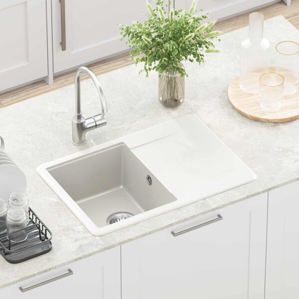 Mosogató Fehér 670 x 460 mm 80% Kvarc és 20% Gyanta
