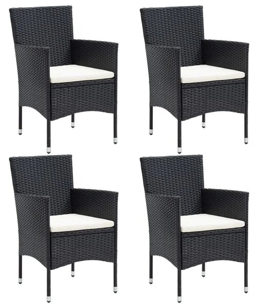 5 részes fekete polyrattan kerti étkezőgarnitúra párnákkal