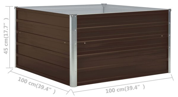 Barna horganyzott acél kerti magaságyás 100 x 100 x 45 cm