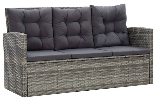 5 részes szürke kültéri polyrattan étkezőgarnitúra párnákkal