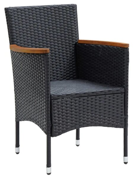9 részes fekete polyrattan kerti étkezőgarnitúra párnákkal