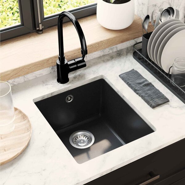 Mosogató Fekete 370 x 460 mm 80% Kvarc és 20% Gyanta