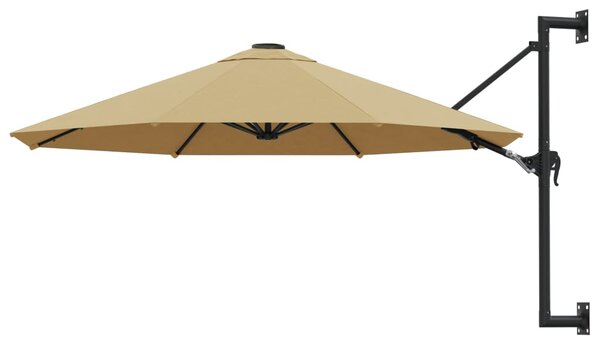 VidaXL tópszínű falra szerelhető napernyő fémrúddal 300 cm