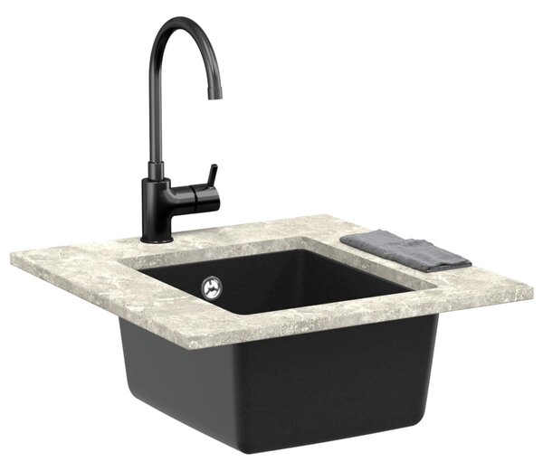 Mosogató Fekete 370 x 460 mm 80% Kvarc és 20% Gyanta