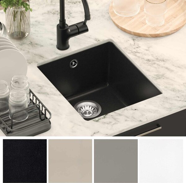 Mosogató Fekete 370 x 460 mm 80% Kvarc és 20% Gyanta