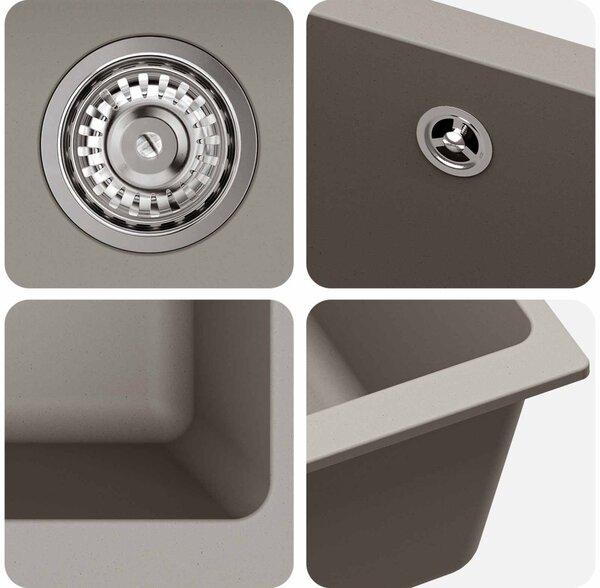 Mosogató Szürke 430 x 460 mm 80% Kvarc és 20% Gyanta