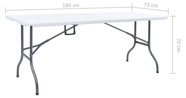 Fehér HDPE összecsukható kerti asztal 180 x 72 x 72 cm