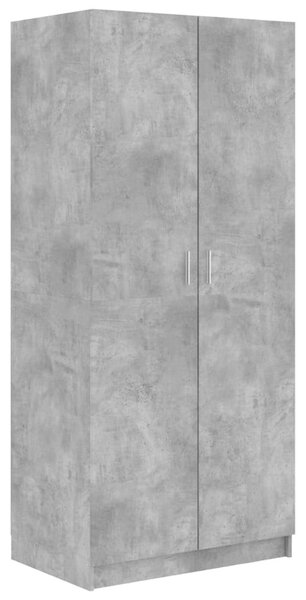 Betonszürke szerelt fa ruhásszekrény 80 x 52 x 180 cm