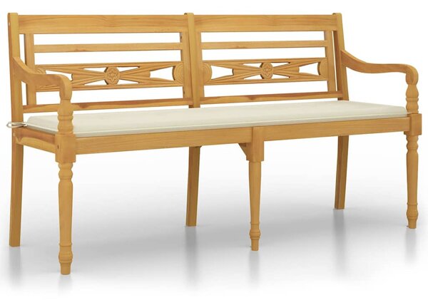 Tömör tíkfa Batavia pad krémszínű párnával 150 cm