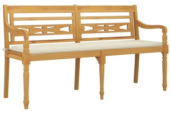 Tömör tíkfa Batavia pad krémszínű párnával 150 cm