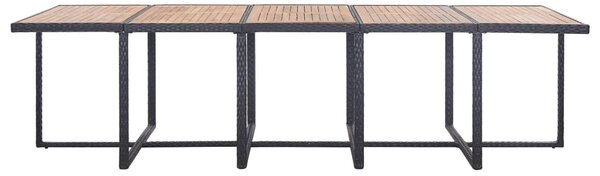 15 részes fekete polyrattan kültéri étkezőgarnitúra párnákkal
