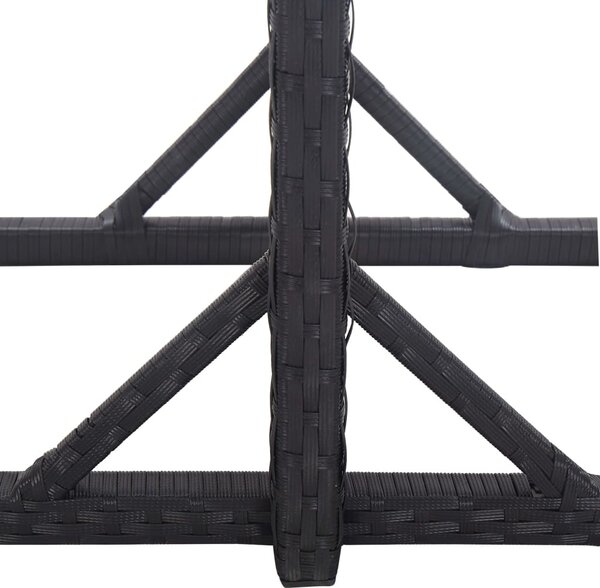 Fekete polyrattan és üveglapos kerti asztal 110 x 53 x 72 cm