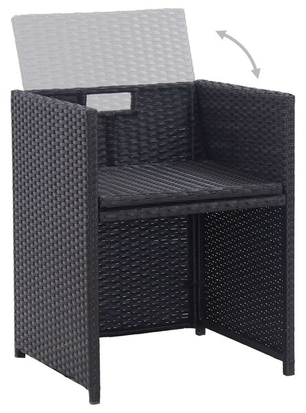 15 részes fekete polyrattan kültéri étkezőgarnitúra párnákkal