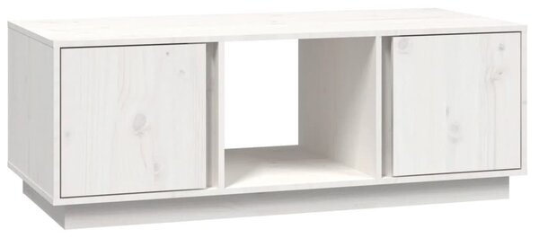 Fehér tömör fenyőfa dohányzóasztal 110x50x40 cm