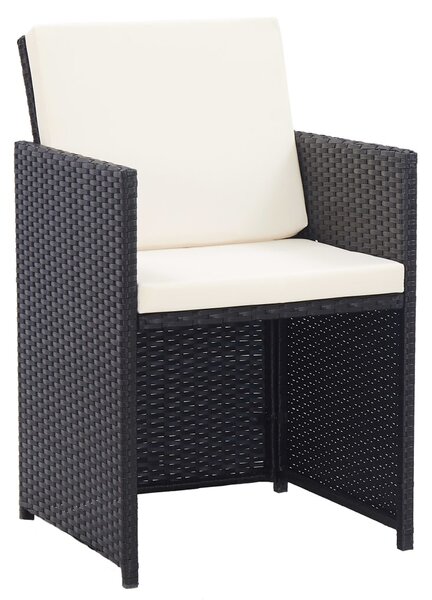 17 részes fekete polyrattan kültéri étkezőszett párnákkal