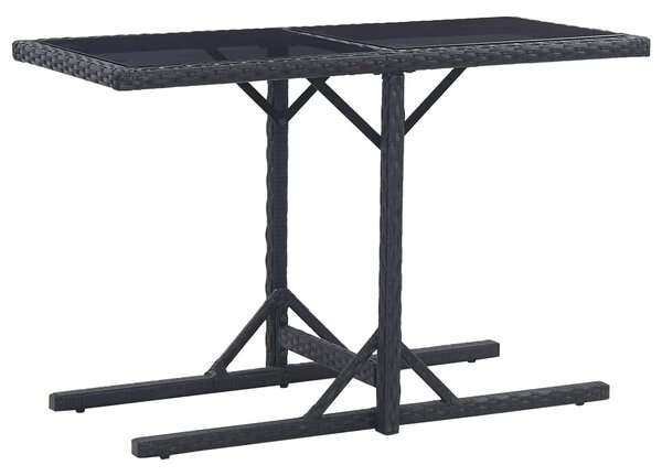 Fekete polyrattan és üveglapos kerti asztal 110 x 53 x 72 cm
