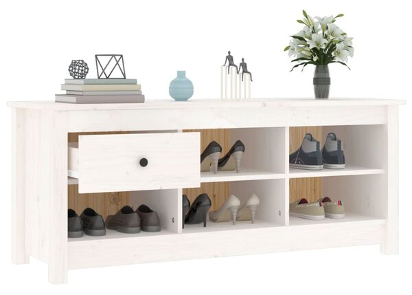 Fehér tömör fenyőfa cipősszekrény 110 x 38 x 45,5 cm
