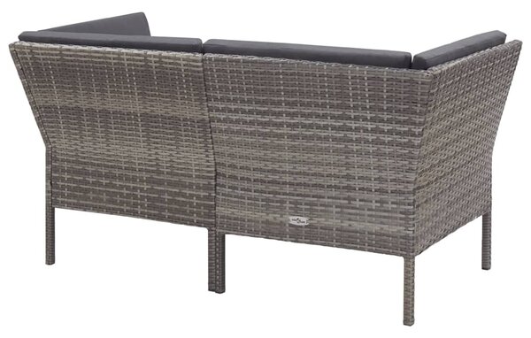 6-részes szürke polyrattan kerti ülőgarnitúra párnákkal