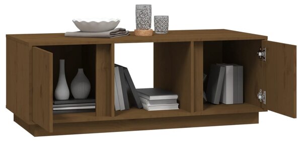 Mézbarna tömör fenyőfa dohányzóasztal 110 x 50 x 40 cm