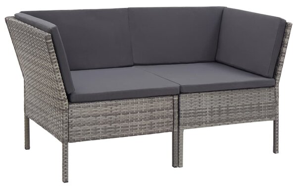 8-részes szürke polyrattan kerti ülőgarnitúra párnákkal